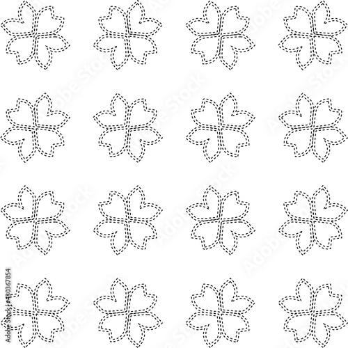  Geometric vector pattern with triangular elements. Seamless abstract ornament for wallpapers and backgrounds. Black and white colors.