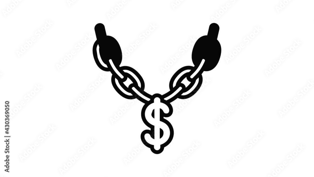 Dollar sign necklace icon animation outline best object on white background Dollar sign necklace icon animation outline best object on white background