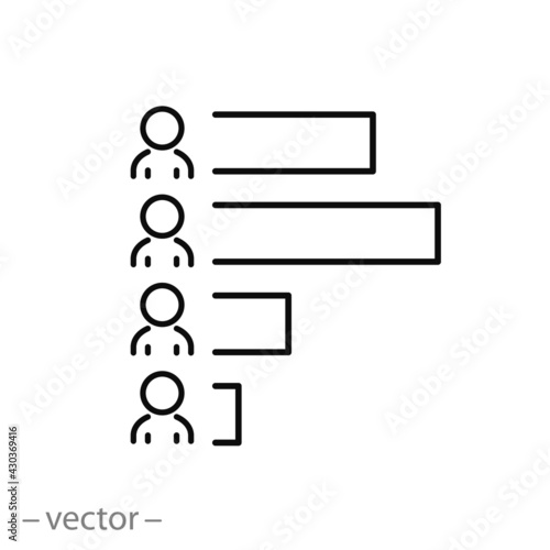 exit poll icon, data vote, results election or politics survey, infographic,  thin line symbol on white background - editable stroke vector eps10