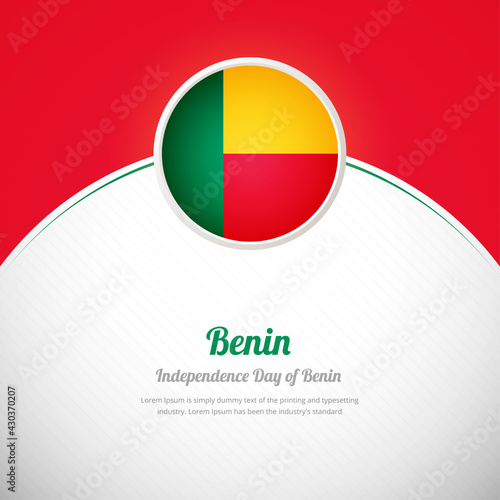 Benin happy independence day with classic colorful country flag background