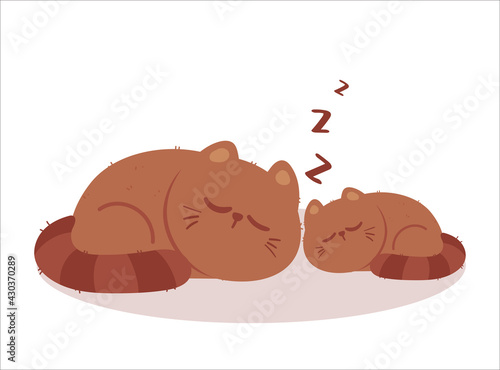 Cute cat sleeping cartoon art illustration