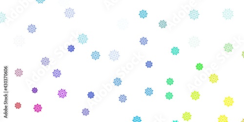 Fototapeta Naklejka Na Ścianę i Meble -  Light multicolor vector beautiful snowflakes backdrop with flowers.
