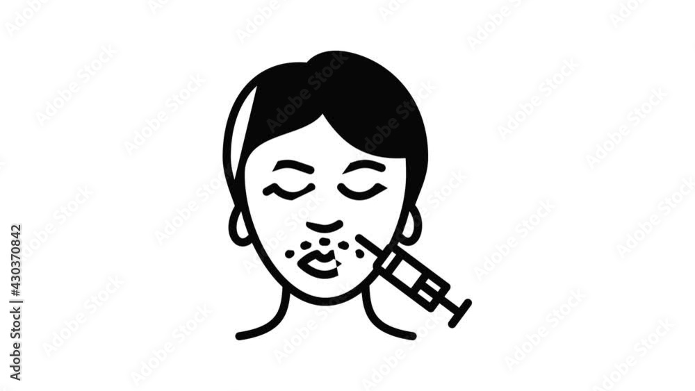 Lifting syringe face icon animation outline best object on white background Lifting syringe face icon animation outline best object on white background