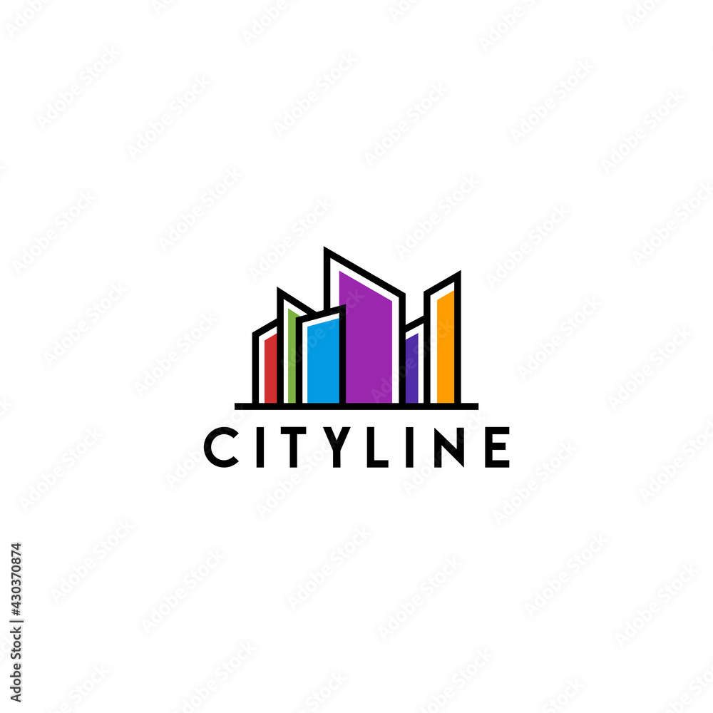 monoline city logo design vector with a modern concept for investment companies and buildings