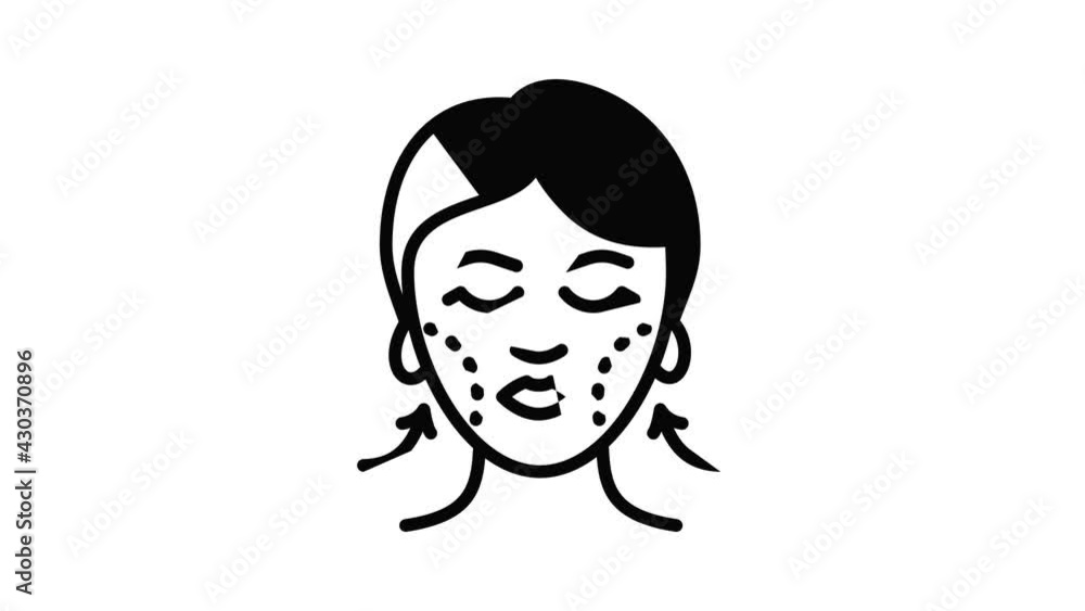 Chin face correction icon animation outline best object on white background Chin face correction icon animation outline best object on white background