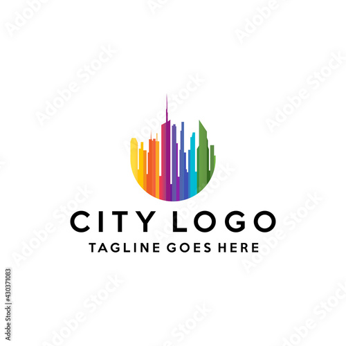 colorful city logo design vector with modern concept for company