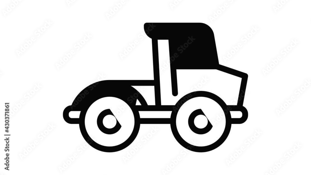 Farm bulldozer icon animation outline best object on white background Farm bulldozer icon animation outline best object on white background