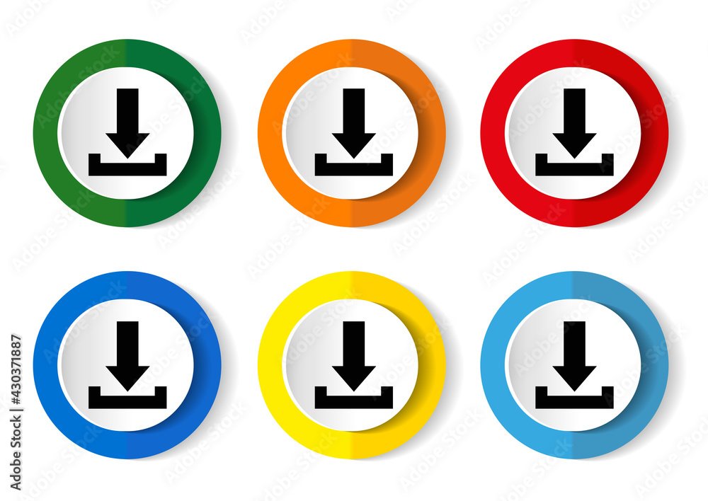 Download icon set, vector illustrations in 6 options for web design and mobile applications Download icon set, vector illustrations in 6 options for web design and mobile applications