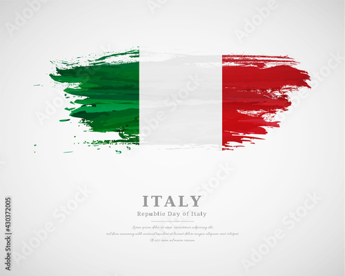 Happy republic day of Italy with artistic watercolor country flag background