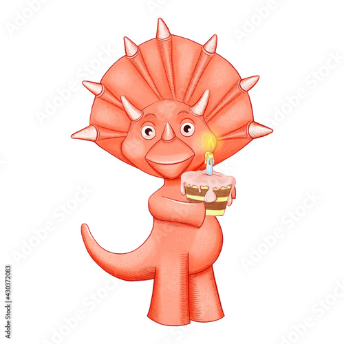 Dinosaur baby boy cute print. Sweet dino. Dino illustration for nursery t-shirt, kids apparel, invitation, simple scandinavian child design.
