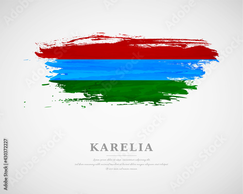 Happy national day of Karelia with artistic watercolor country flag background