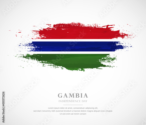 Abstract watercolor brush stroke flag for independence day of Gambia