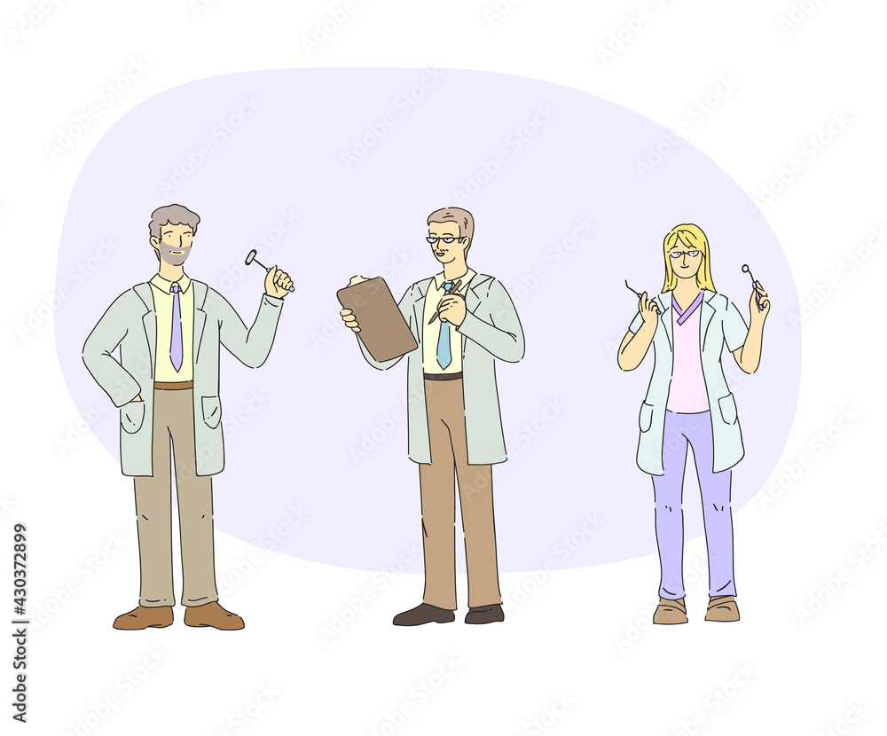 Doctors characters. Hospital healthcare staff doctor neurologist, dentist, psychotherapist. Medical team professional hospital workers. Medicine profession occupation Doctors characters. Hospital healthcare staff doctor neurologist, dentist, psychotherapist. Medical team professional hospital workers. Medicine profession occupation