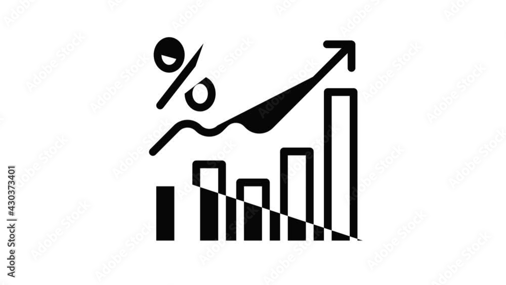 Graph chart finance icon animation outline best object on white background Graph chart finance icon animation outline best object on white background