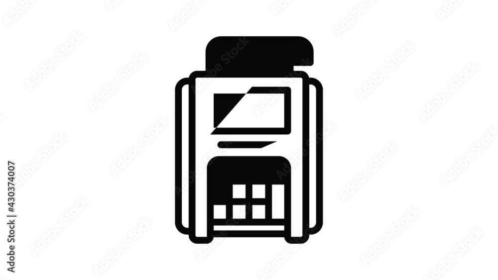 Pos terminal receipt icon animation outline best object on white background Pos terminal receipt icon animation outline best object on white background