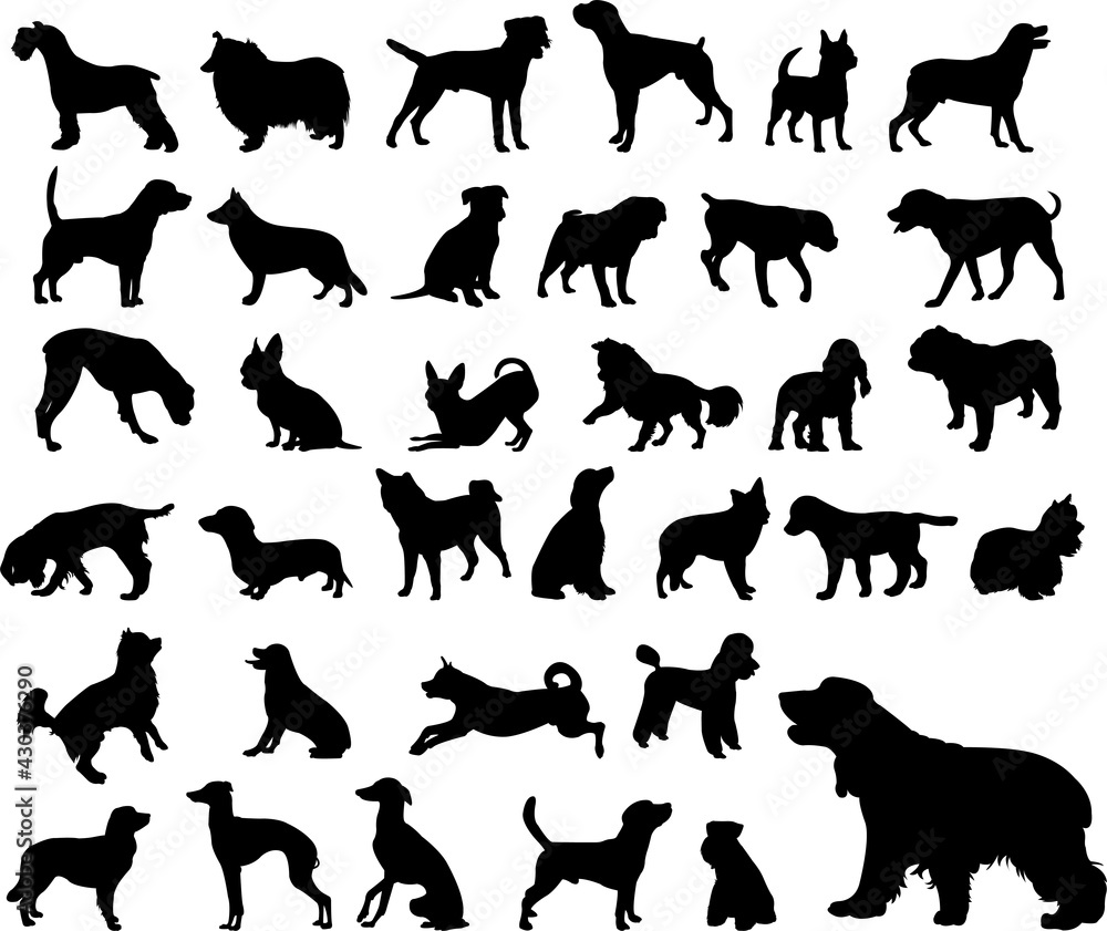 dogs silhouettes collection - vector