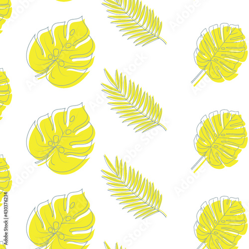Vector pattern . Collection sheet . Vector Popular colors . Monstera and fern . Baner for promotions  Textile for cream jar . Packages   boxes .