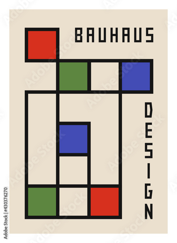 Bauhaus digital art print. Retro geometric background swiss style, simple poster, wall decor. Vector illustration