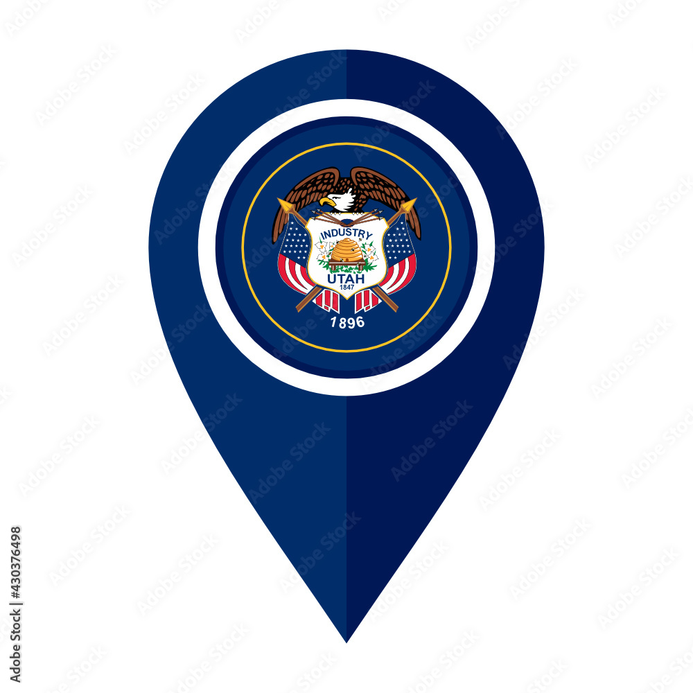 flat map marker icon with utah flag isolated on white background
flat map marker icon with utah flag isolated on white background