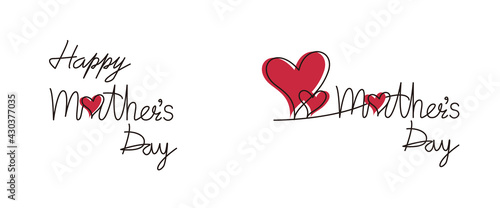 Mother's day concept calligraphy. Happy mother's day illustration for Cards, invitation, poster and design. Vector illustration. 母の日イラスト、ハッピーマザースデータイポグラフィー、母の日デザイン素材