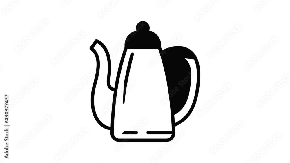 Turkish coffee pot icon animation outline best object on white background Turkish coffee pot icon animation outline best object on white background