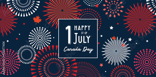 Happy Canada Day poster. 1st july. Vector illustration greeting card. Canada Maple leaves on white background