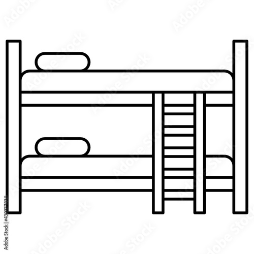 dorm bed concept, Bunk bed Hostel Furniture Vector Icon Design, Interior design Symbol, Home Office decoration Sign, Residential and Commercial Decor Elements stock illustration
