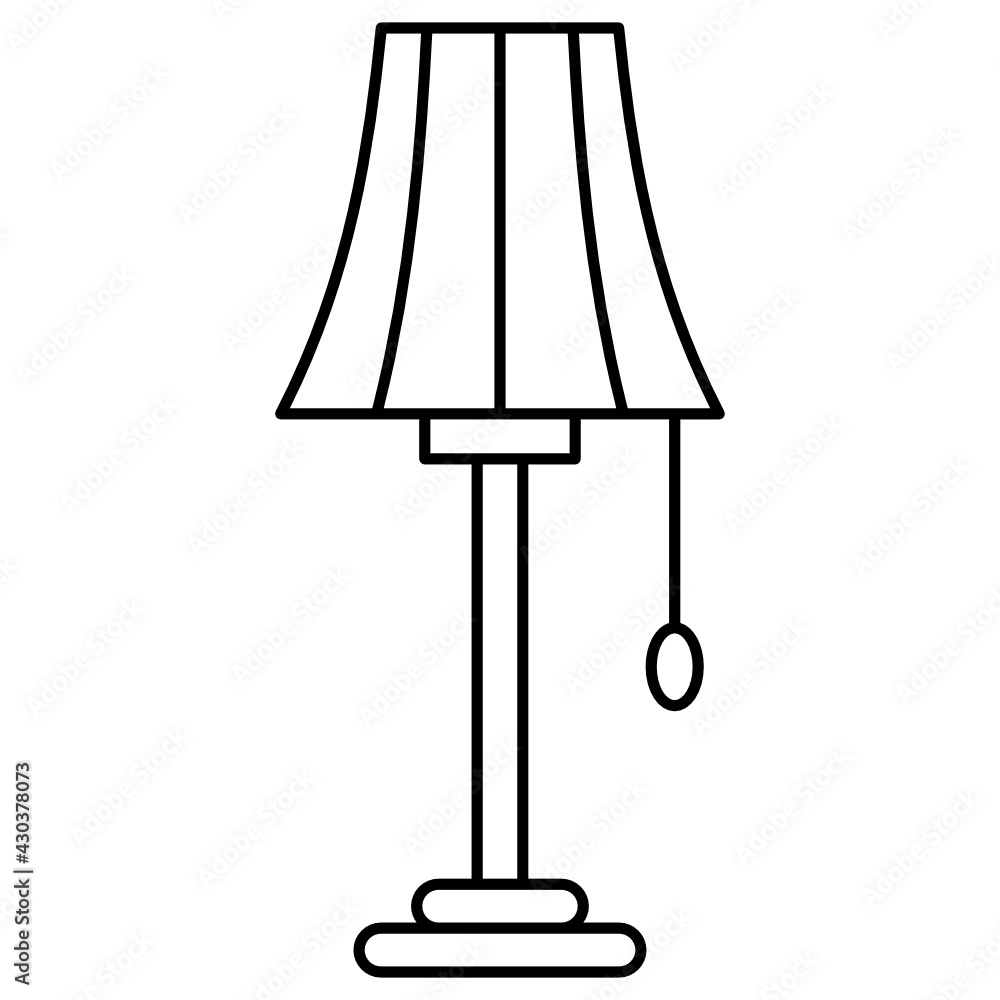 Floor Lamp for Living Room with button Concept, Thickened Tall Pole Vector color line Icon Design, Interior design Symbol, Home Office decoration Sign, Residential and Commercial Decor Element stock
