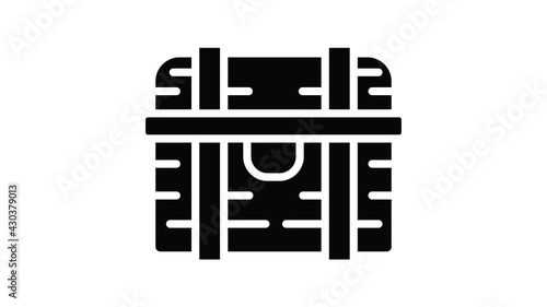 Treasure dower chest icon animation outline best object on white background