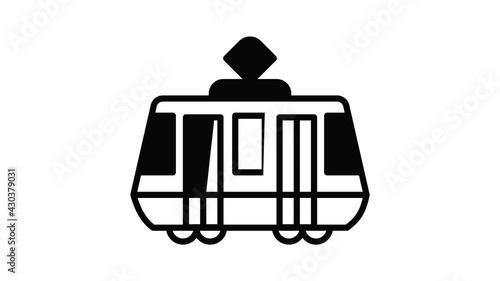 Tram car icon animation outline best object on white background