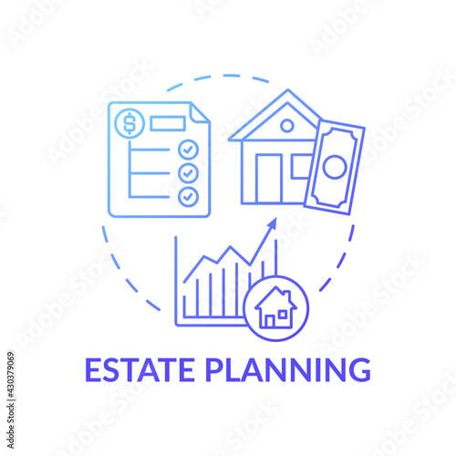 Estate planning concept icon. Wealth advisory idea thin line illustration. Holding stocks and bonds. Anticipating and arranging. Managing investments. Vector isolated outline RGB color drawing