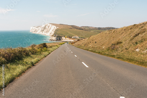 Isle of Wight road with cliffs