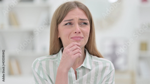 Portrait of Sad Young Woman Crying, Feeling Bad