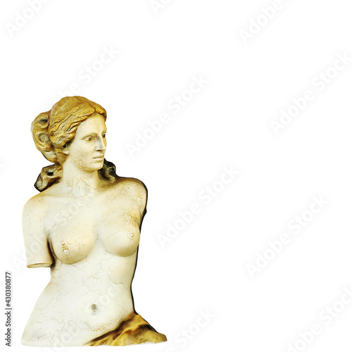 Statue of Venus de Milo with golden hair on an isolated background. 3d rendering