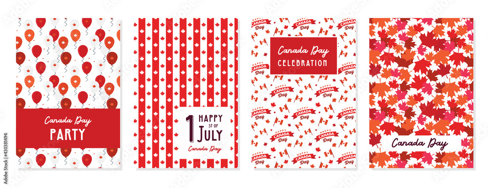 Fototapeta premium Happy Canada Day poster and cards. 1st july. Vector illustration greeting card. Canada Maple leaves on white background. illustration