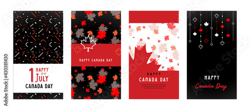Happy Canada Day poster. 1st july. Vector illustration greeting card. Canada Maple leaves on white background