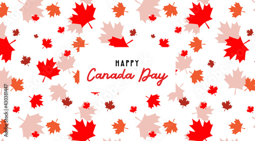 Happy Canada Day pbanner and poster. 1st july. Vector illustration greeting card. Canada Maple leave pattern on white background