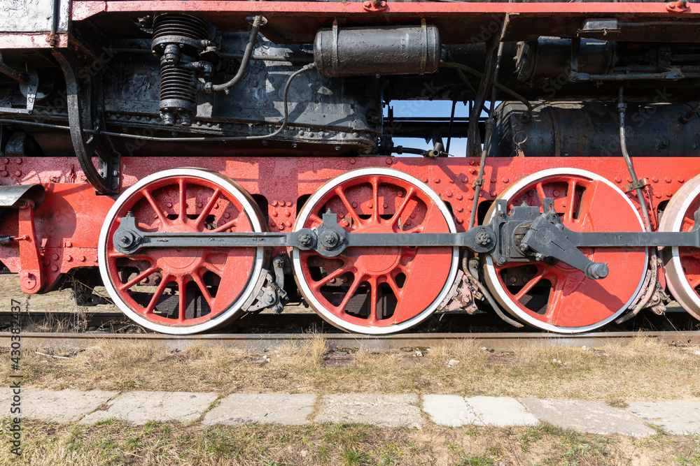 old steam locomotive on rails