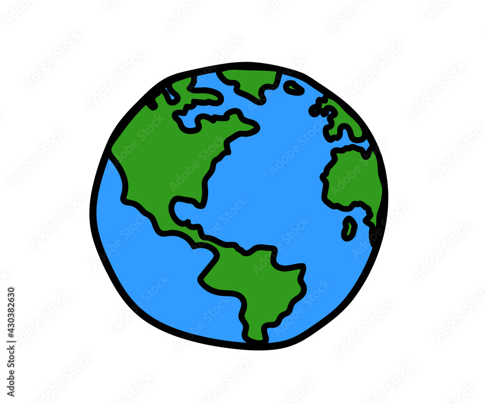 Planet Earth on a white background. Environment protection. Cartoon. Vector illustration.
