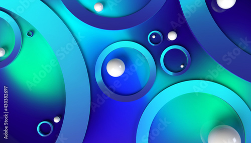 Modern background with green blue rings 3D illustration