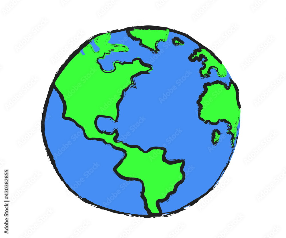 Planet Earth on a white background. Cartoon. Vector illustration.