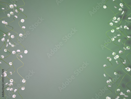 3D rendering of composition with small, white gypsophila flowers and copy space. © ekuksha