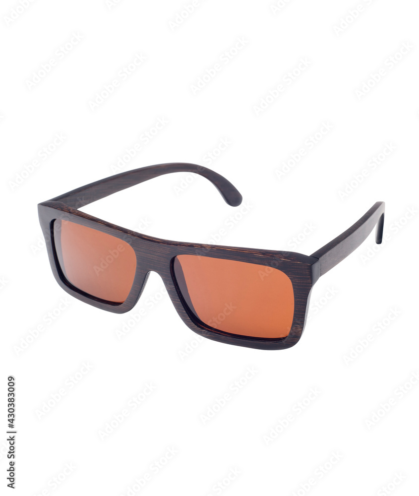 Wood frame sunglasses isolated on a white background Wood frame sunglasses isolated on a white background