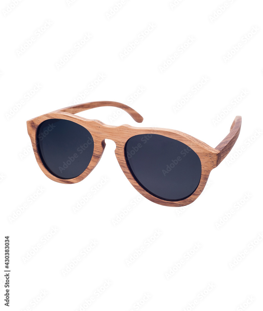 Wood frame sunglasses isolated on a white background Wood frame sunglasses isolated on a white background
