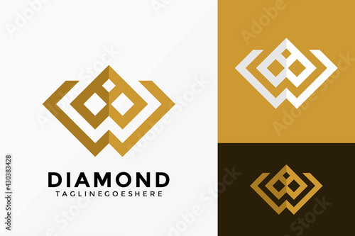 Abstract Luxury Letter W Diamond Logo Vector Design. Brand Identity emblem, designs concept, logos, logotype element for template.