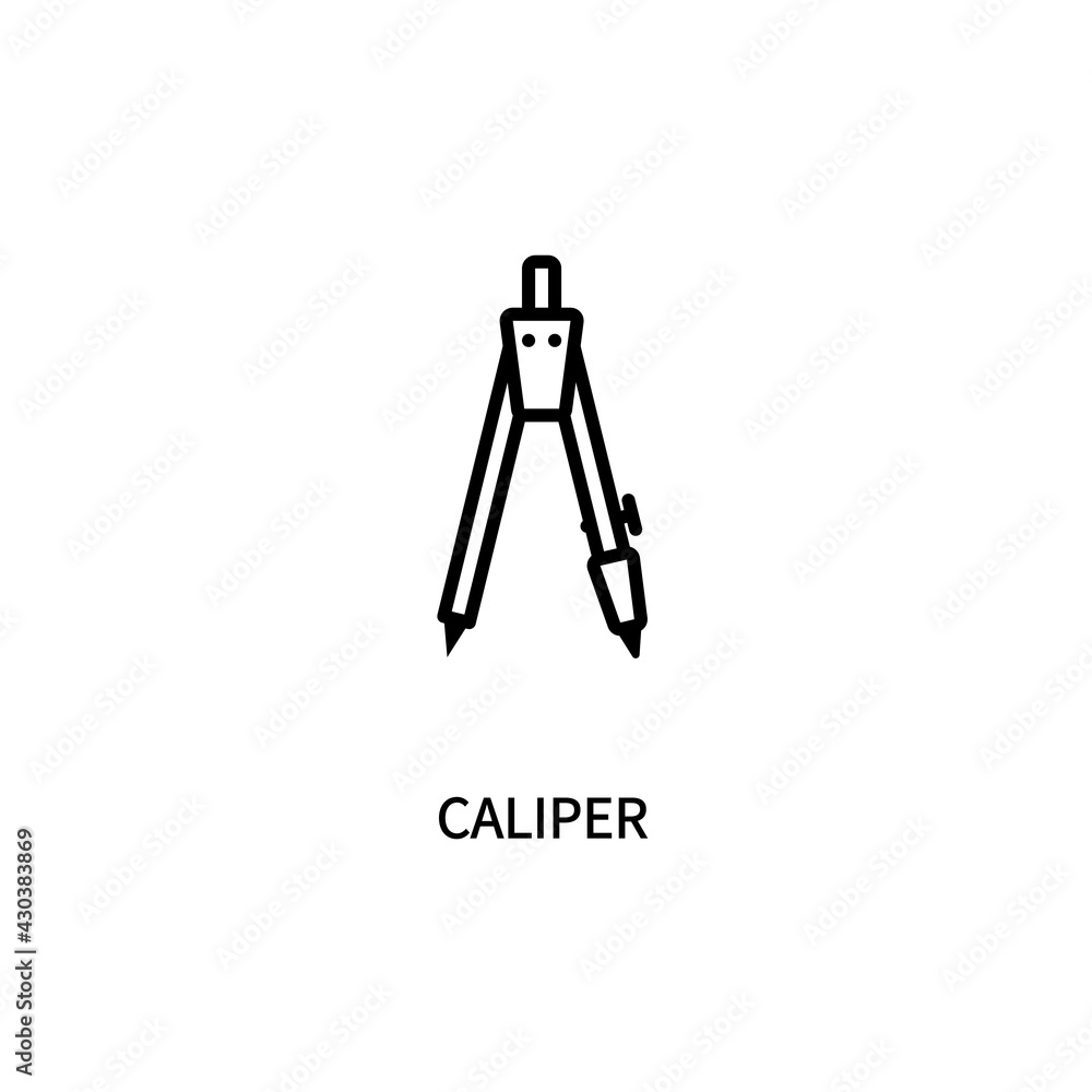Icon Of The Line Is A Caliper Drawing In A Simple Style. Vector sign in a simple style isolated on a white background. 64x64 pixel. Icon Of The Line Is A Caliper Drawing In A Simple Style. Vector sign in a simple style isolated on a white background. 64x64 pixel.