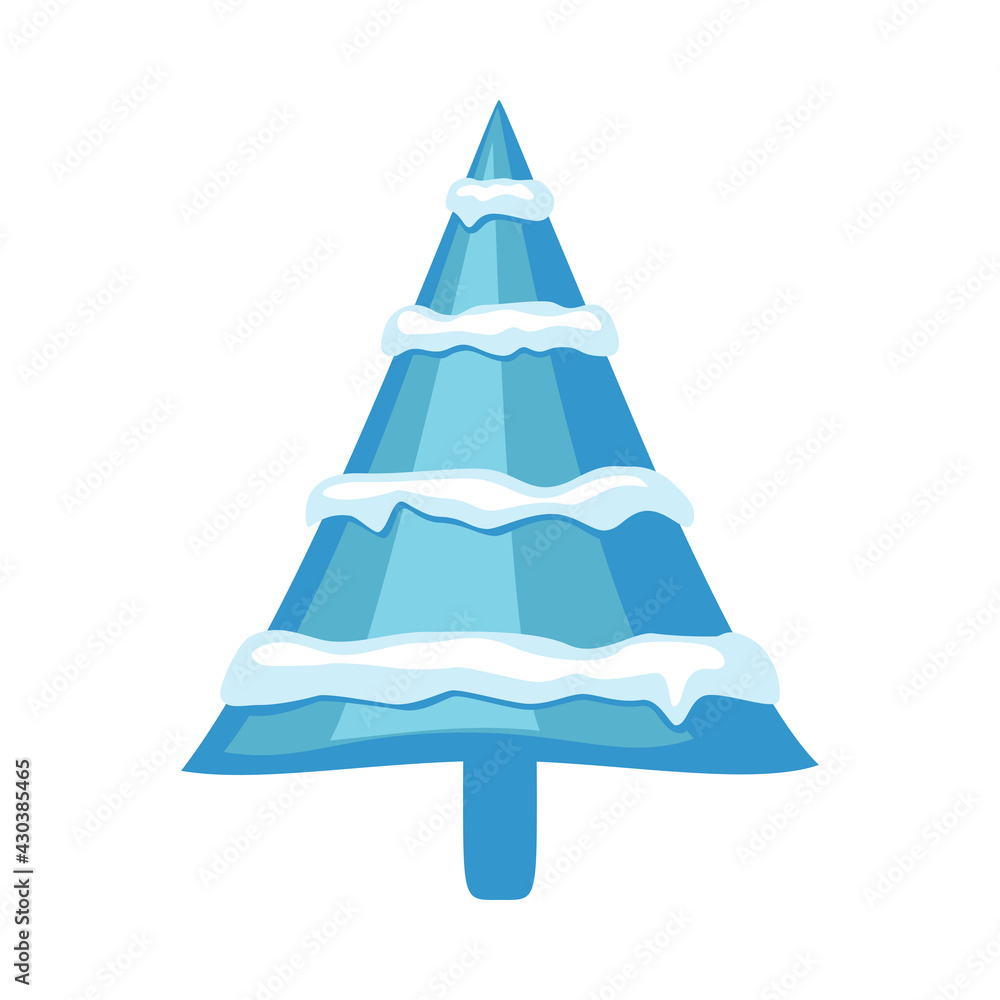 Cartoon blue snow winter tree xmas figurine Cartoon blue snow winter tree xmas figurine