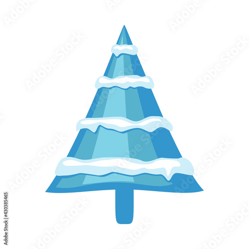 Cartoon blue snow winter tree xmas figurine