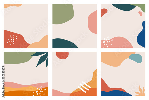 Abstract fresh and trendy design, set of modern summer sale post templates