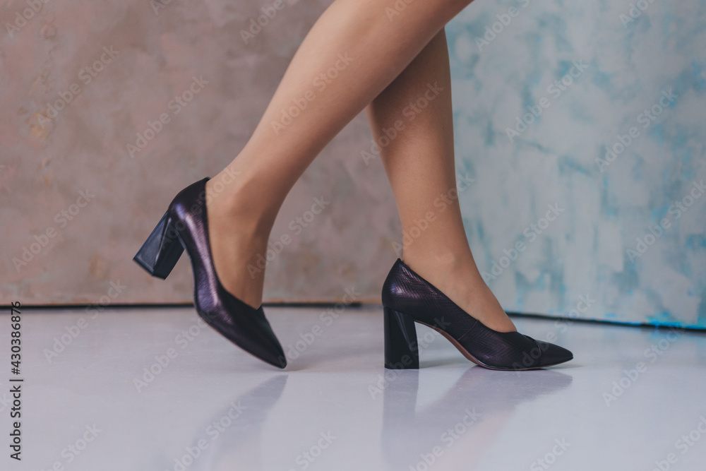 Beautiful legs woman wearing low heels shoes. Beautiful legs woman wearing low heels shoes.